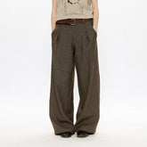 KREATE Classic Shadow Check Pleated Wide Trousers