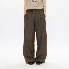 KREATE Classic Shadow Check Pleated Wide Trousers