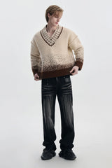TIWILLTANG Gradient Wool V-Neck Sweater