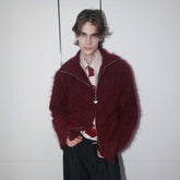 ASSEEN Asym-Zip Glitter Mohair Cardigan