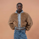 CLP Faux Fur Cropped Hooded Jacket