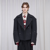 ASSEEN Double-Breast Wool-Blend Oversized Coat