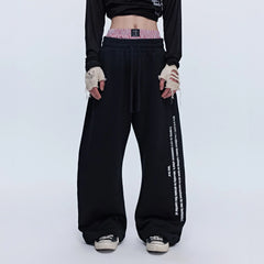 SAVAGEGROWTHWORLD Slogan Curved Drawstring Sweatpants