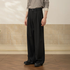 MOITIEDEPETALE Wool-Blended Pleats Trousers
