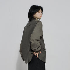 SAME FLOW Multi-Pocket Paneled Bomber-Sleeve Suit Jacket