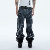 DND4DES Industrial Pipe Lace-Up Graphic Baggy Jeans