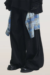 RELABEL Detachable Plaid Flap Panel Wide-Leg Pants