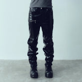 KADAKADA Glossy PU Straight-Leg Pants