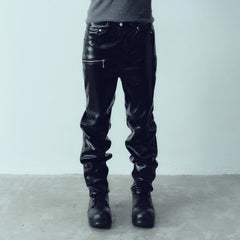 KADAKADA Glossy PU Straight-Leg Pants