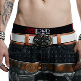 DND4DES Filigree Buckle Cowhide Leather Belt White
