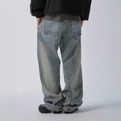 F2CE Washed Panel Adjustable-Hem Denim Pants