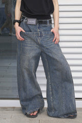 LABELROOM Retro Flap Pocket Panel Wide-Leg Pants