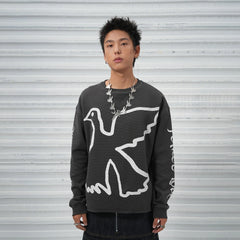 VINKID Pigeon Graphic Waffle Sweatshirt