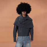 CLP Detachable Capelet Collar Layered Sweater
