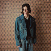 RICHILL Washed Multi-Zip Short Denim Biker Jacket