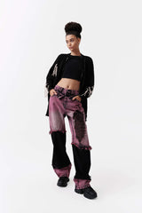 VANN VALRENCE Distressed Frayed Spray V-Neck Cardigan