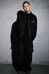BLACK8MOB Ripped Splatter Straight-Leg Jeans