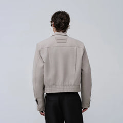 FACEONLAB Cropped Harrington Zip Jacket Gray