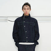 KREATE Asymmetrical Stand Collar Snap Jacket
