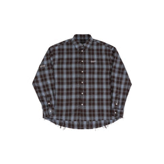 UNDERWATER Plaid Raw Edge Shirt Blue