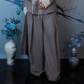 JIECHI Layered Draped Wide-Leg Pants