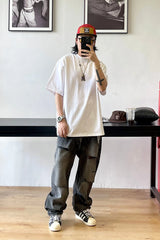 ME DA IGUAL Ripped Distressed Washed Straight-Leg Jeans