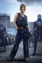 XIPHEVIL Detachable Lace-Up Multi-Pocket Bondage Pants