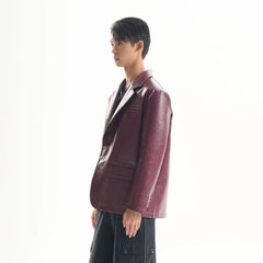 ORAL UTOPIA Glossy PU Blazer Ancora Red