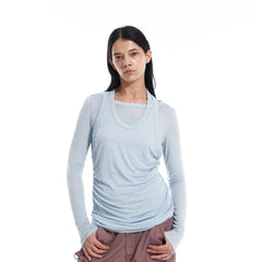 VANN VALRENCE Essential Layered Halter-Neck Long-Sleeve Tee