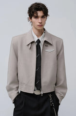 FACEONLAB Cropped Harrington Zip Jacket Gray