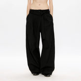 KREATE Belted Pleated Wide-Leg Trousers