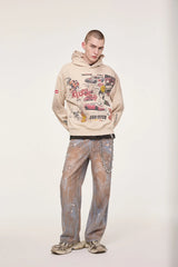 EGOFETCH Distressed Racing Anime Graphic Hoodie