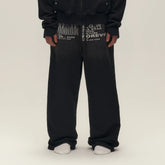SAVAGEGROWTHWORLD Bullet Graphic Washed Wide-Leg Sweatpants