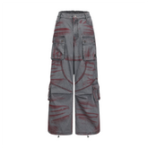 VANN VALRENCE Washed Distressed Multi-Pocket Utility Jeans