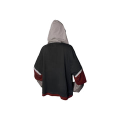 RELABEL Triple-Layer Detachable Striped Hood Long-Sleeve Tee Red
