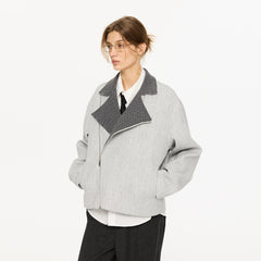 KREATE Houndstooth Wool-Blend Moto Jacket