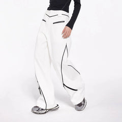 49PERCENT Paneled Zipper Wide-Leg Pants