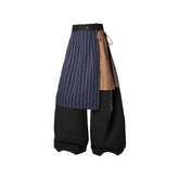 RELABEL Layered Striped Apron Wide-Leg Pants