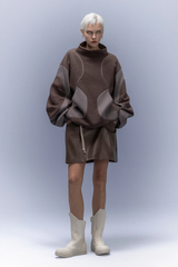 XIPHEVIL Fleece-Panel Saber-Sleeve Sweatshirt Coffee