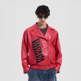 VANN VALRENCE Studded LOGO Faux Leather Biker Jacket
