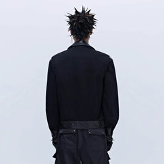 SAVAGEGROWTHWORLD Rivet Faux Leather Paneled Detroit Jacket