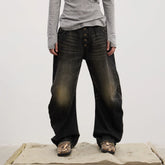 DND4DES Washed Button-Up Balloon-Leg Jeans