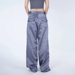 EMBRYO Deconstructed Front-Zipper Cracked Flared Pants