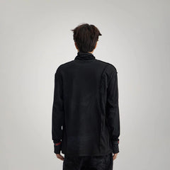 FLYERRER Distressed Reversible Spliced High-Neck L/S Tee