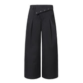 ESAIAS Foldover Waist Pleated Wide-Leg Trousers