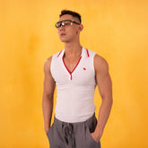 CLP Contrast Trim Ribbed Polo Tank Top