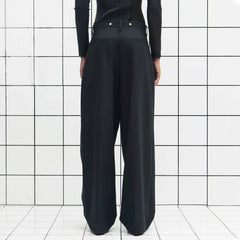455EMBLE Wool-Blend Pleated Straight-Leg Oversized Trousers