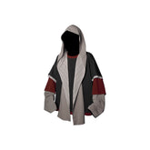 RELABEL Triple-Layer Detachable Striped Hood Long-Sleeve Tee Red