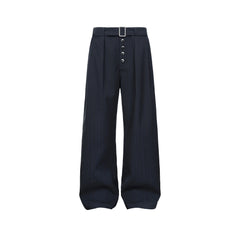 CATSSTAC Button-Closure Striped Double-Pleat Trousers