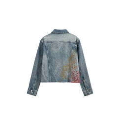 NOTHINGNESS WORLD Washed Multi-Print Denim Jacket